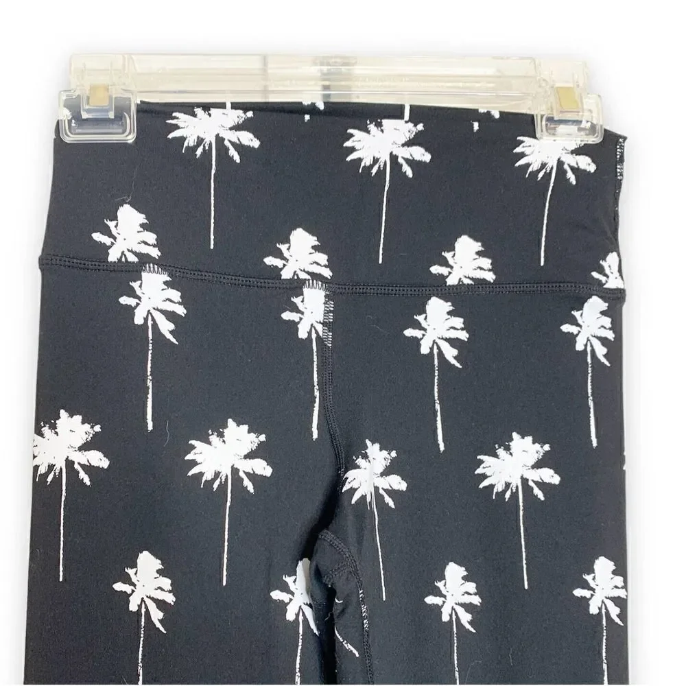 Spiritual Gangster Palm Tree Leggings Women's Size Small Black White High Rise S